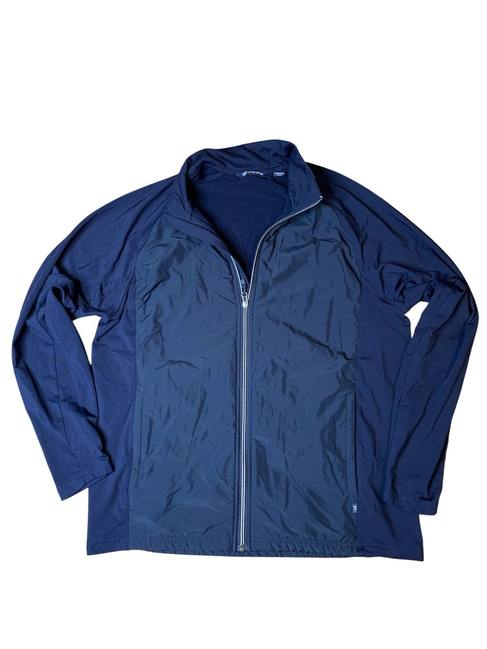 Cutter & Buck Full Zip Jacket Navy Blue Fleece Overlay Size L